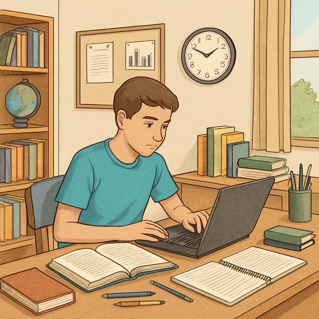 A student studying independently for the Khan World School and ASU dual enrollment program.