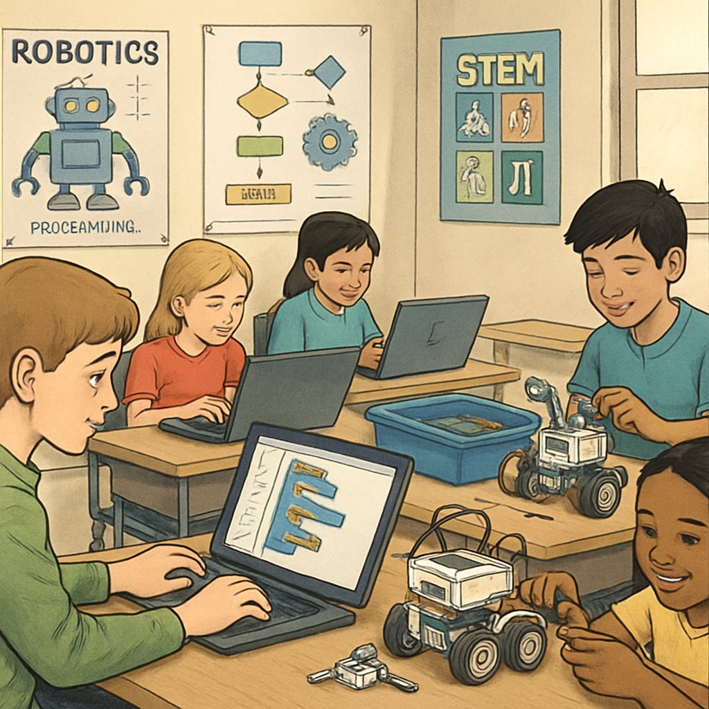 High school students participating in interactive STEM activities.