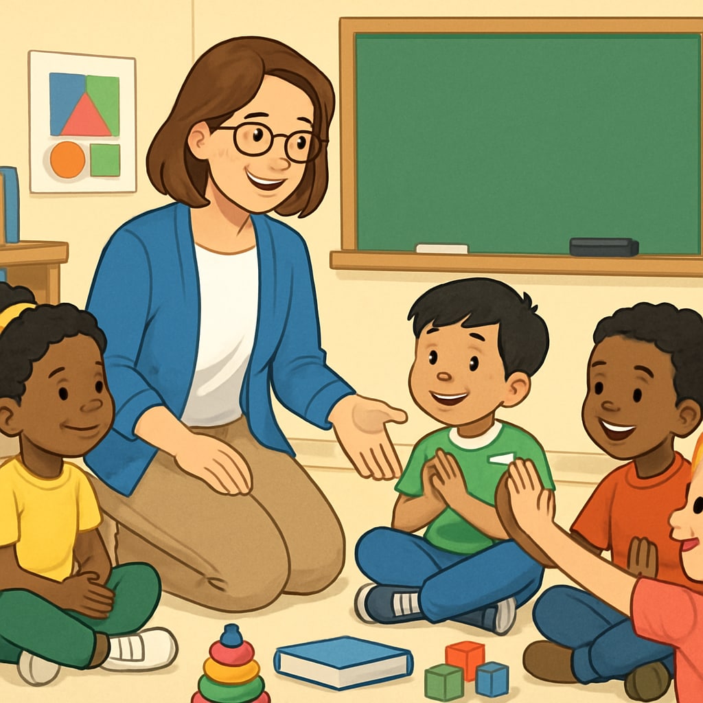 Ms.Rachel engaging with children to teach values of inclusivity and kindness.