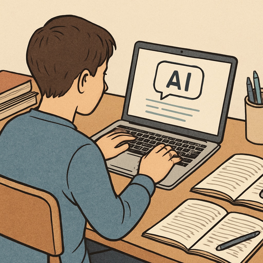 Student using AI assistant for studying tasks.