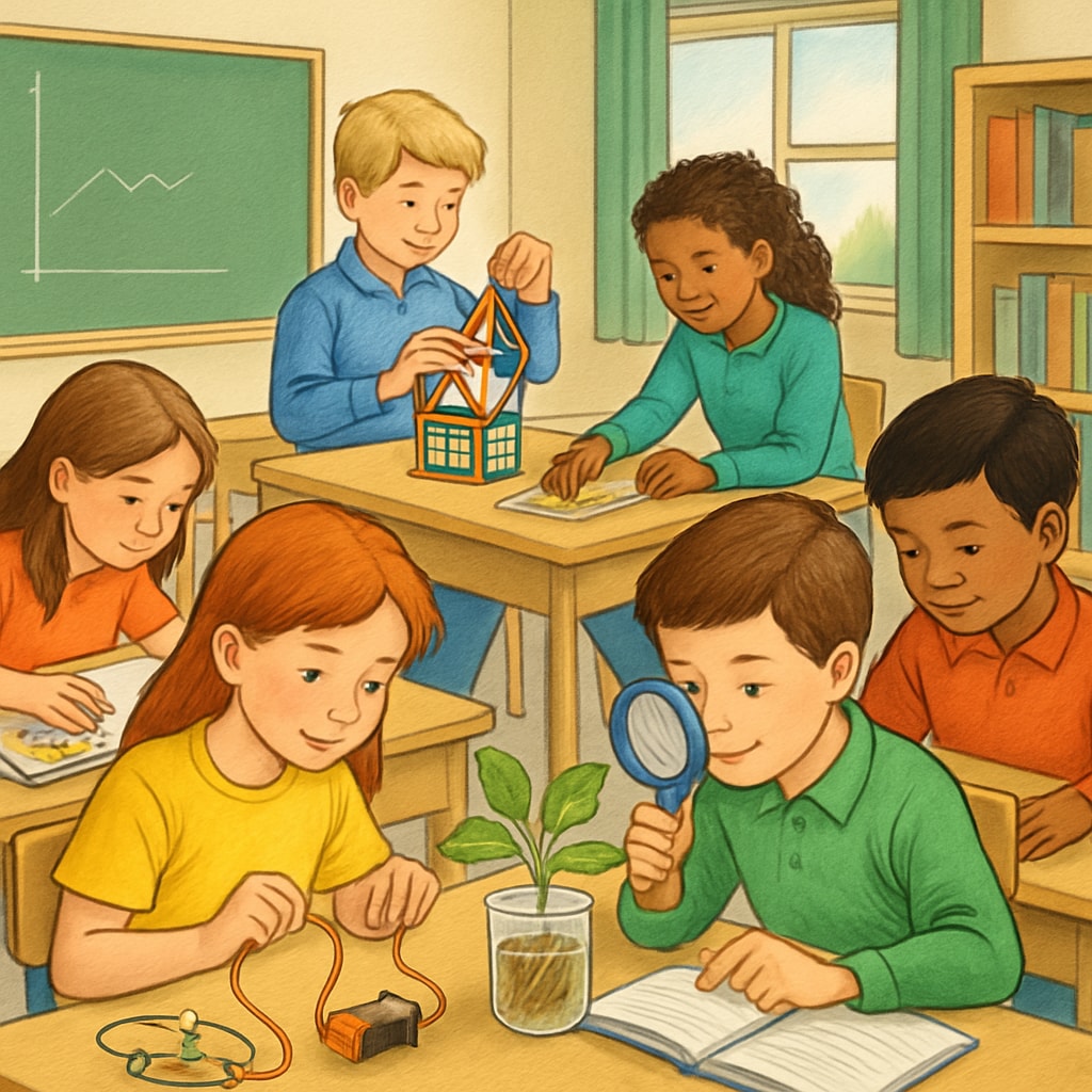 Students participating in offline activities in a tech-free classroom environment.