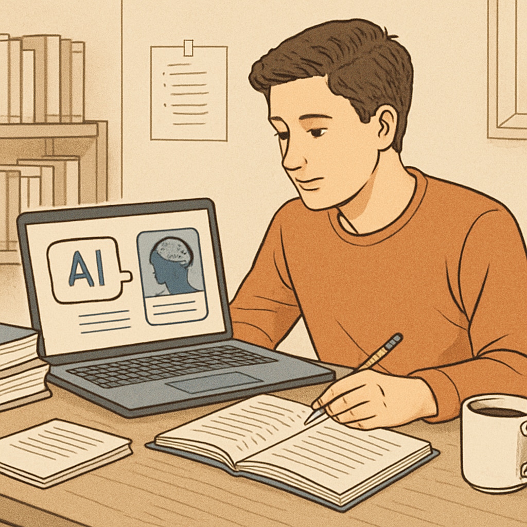 AI learning tool assisting a university student with academic materials.