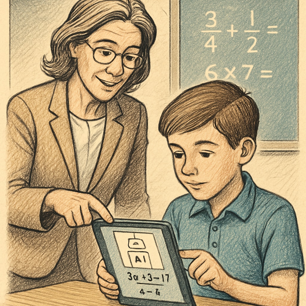 AI tool helping a student in solving math problems during a lesson.