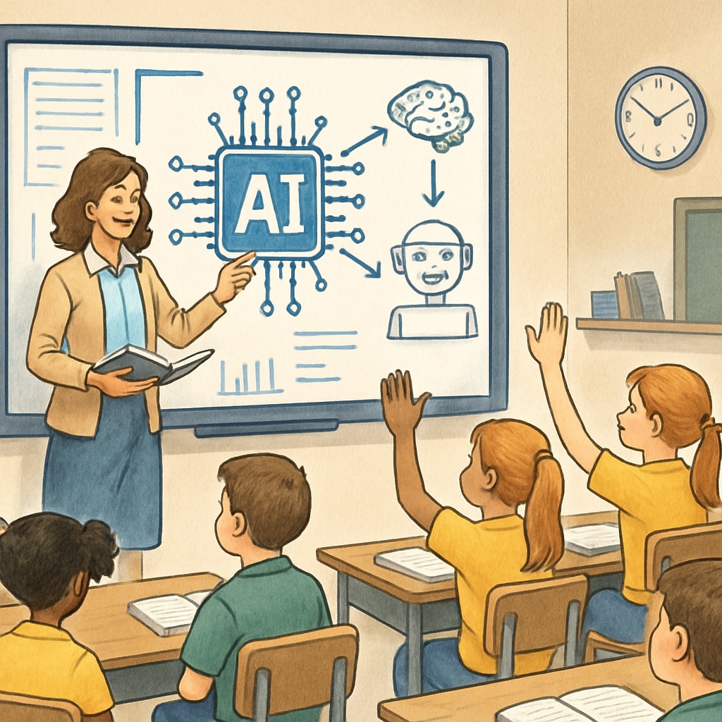 Teacher using AI-powered tools for interactive teaching.