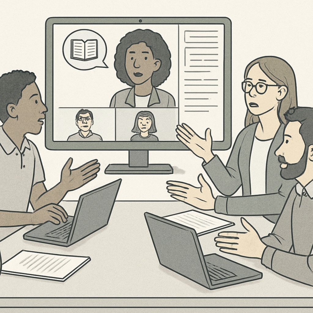 A group of educators discussing teaching strategies on a digital platform, symbolizing collaboration in online communities. Educators engaged in discussions about teaching strategies in Reddit's education community.