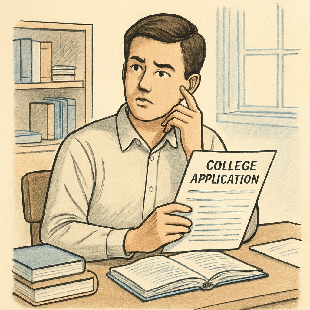 Student holding college application form, illustrating honesty in applications.
