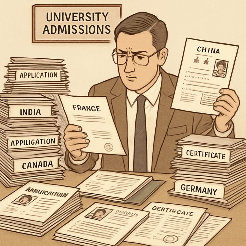 Admissions officer evaluating international education credentials.