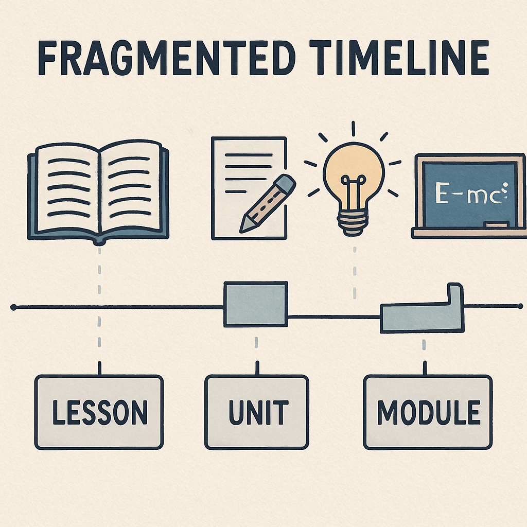Visual representation of fragmented learning units in education.
