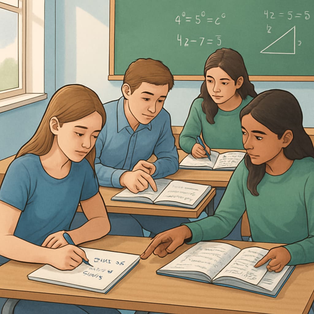 Classroom with students tackling GCSE Maths resits challenges.