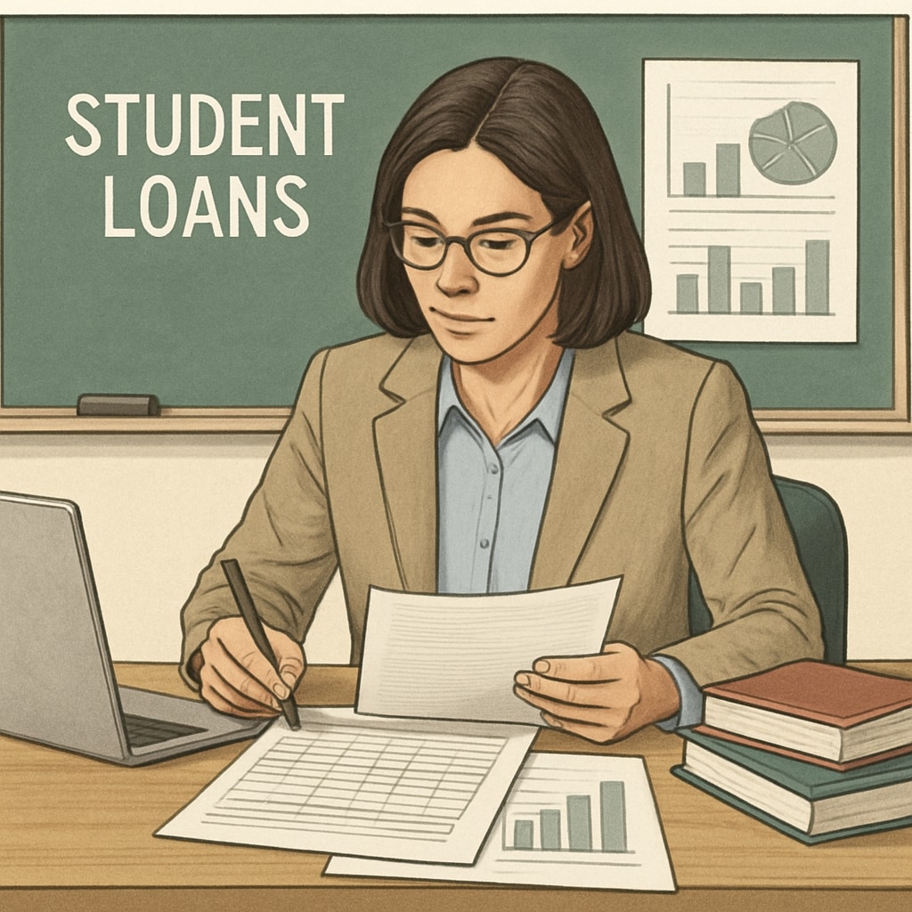 A concerned teacher reviewing financial documents related to student loans. Teacher reviewing SAVE plan changes and student loan repayment increases.