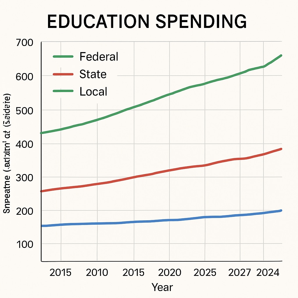 Graph illustrating U.S. education spending trends from 2015 to 2024.