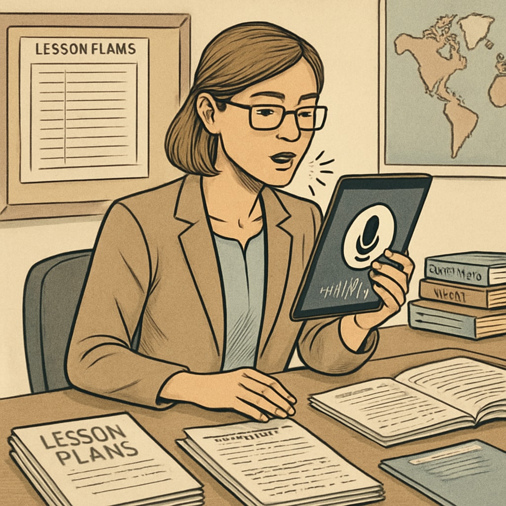 Teacher using voice-to-text technology to reduce administrative burden.
