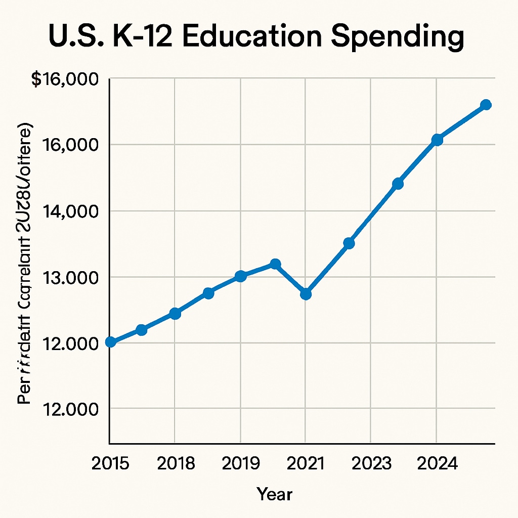 U.S. K-12 education spending trends chart (2015-2024).