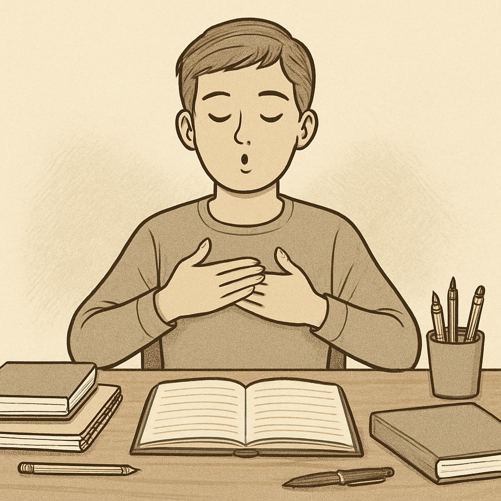 Student practicing stress-relief techniques while preparing for the OAE exam.