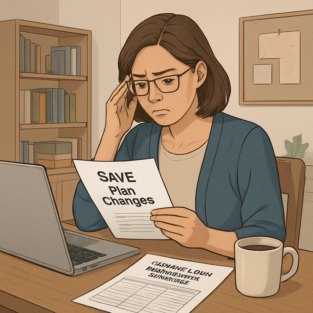 A teacher reviewing SAVE plan changes impacting student loan repayments.