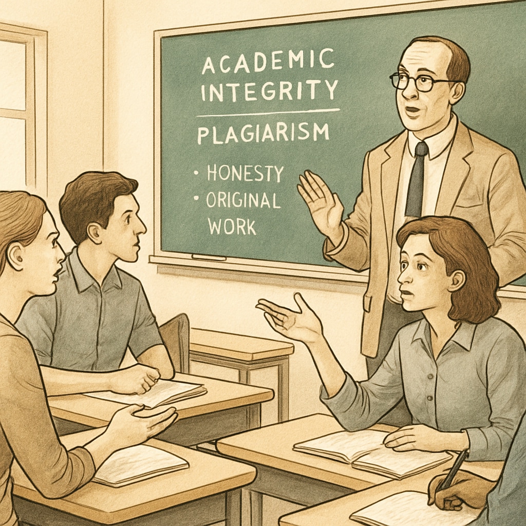 Classroom discussion about plagiarism accusations and academic integrity.