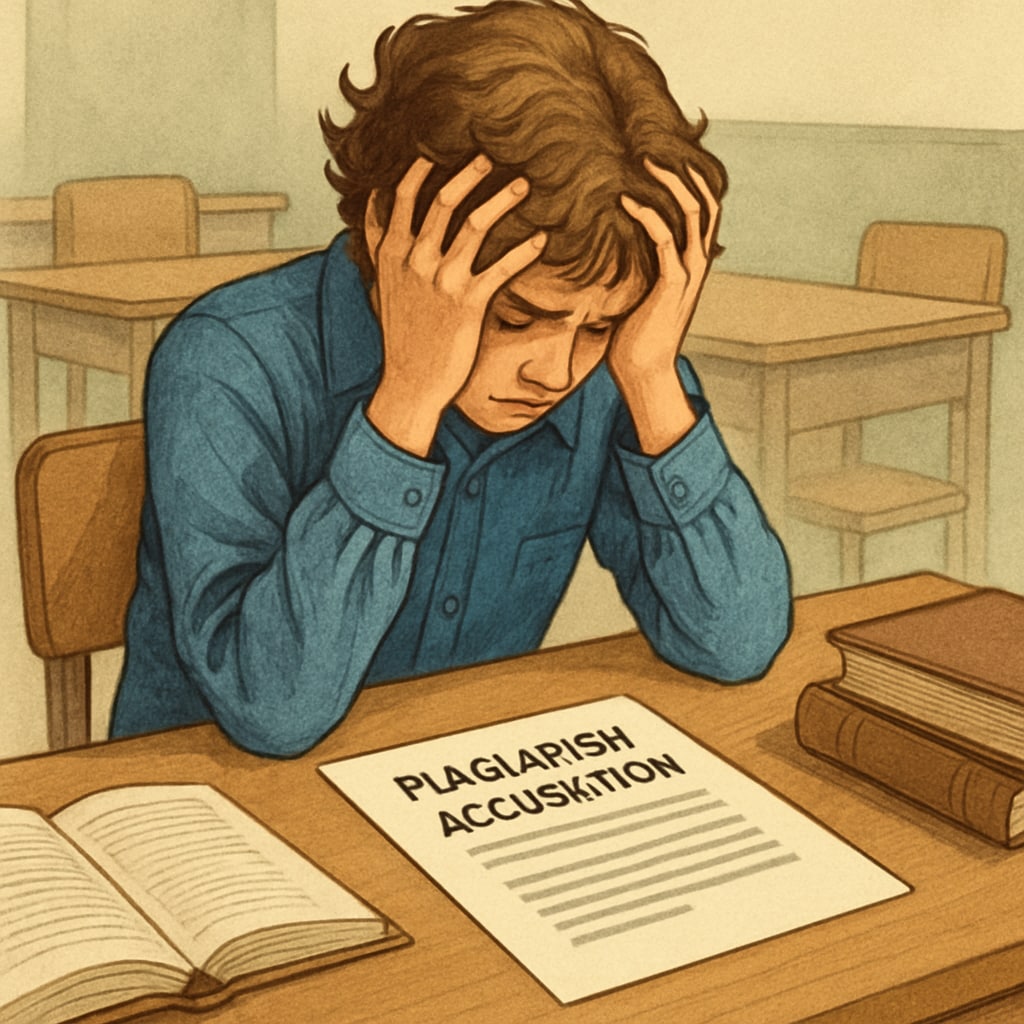 Student facing stress due to plagiarism accusations.