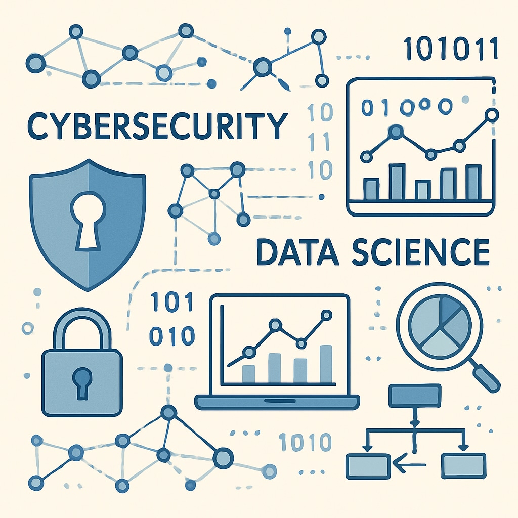 Cybersecurity and data science fields depicted graphically, highlighting their importance.