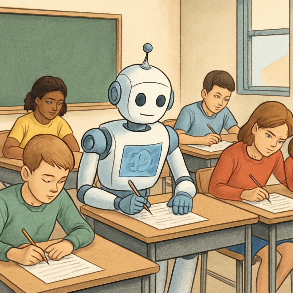 Students writing a traditional exam, reflecting challenges in AI-driven education.