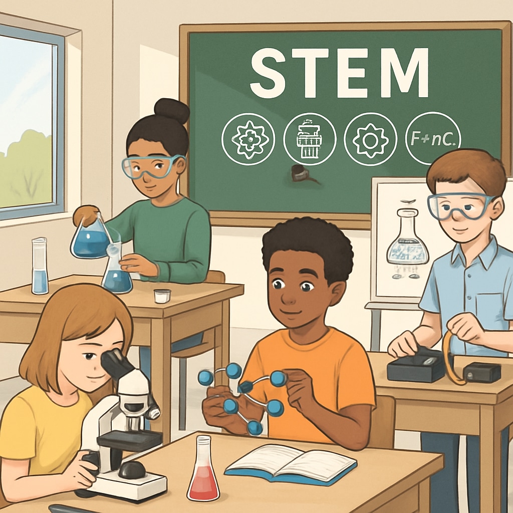 Modern classroom showing STEM-focused education and practical experiments.