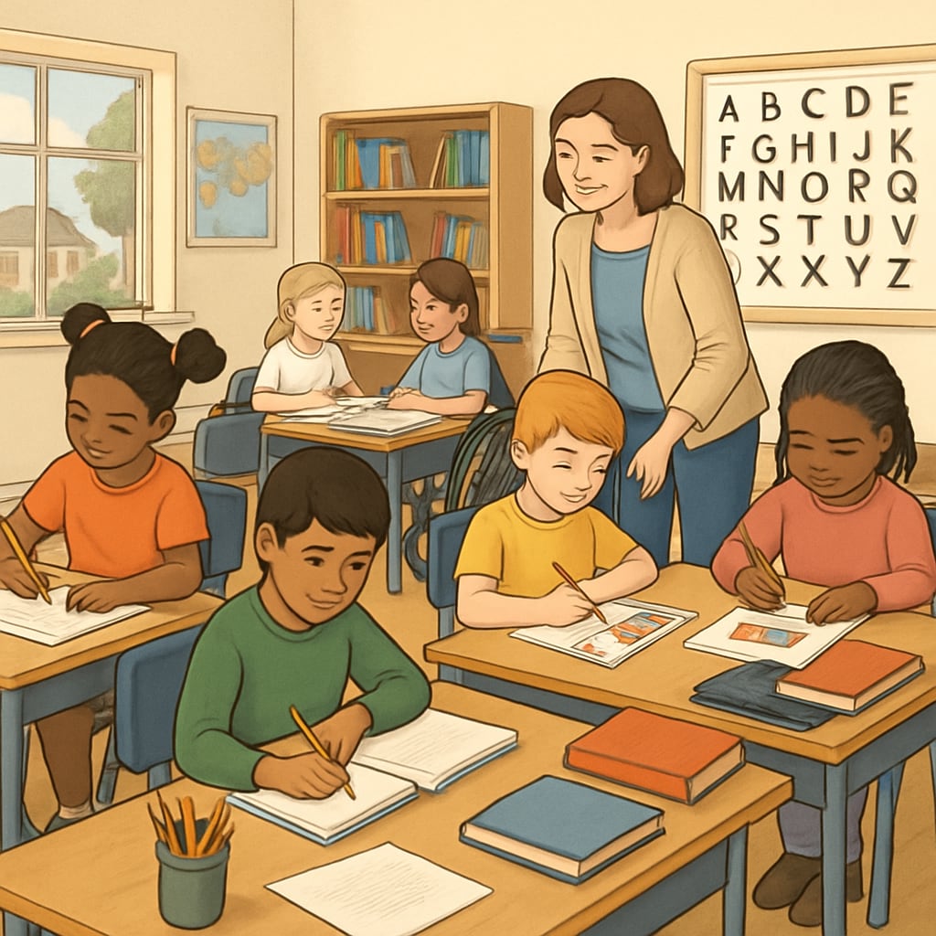 Diverse students working collaboratively in a classroom setting to symbolize inclusive education and modified diplomas.