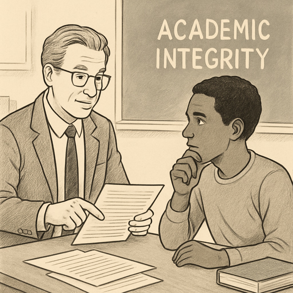 Academic integrity discussion between professor and student