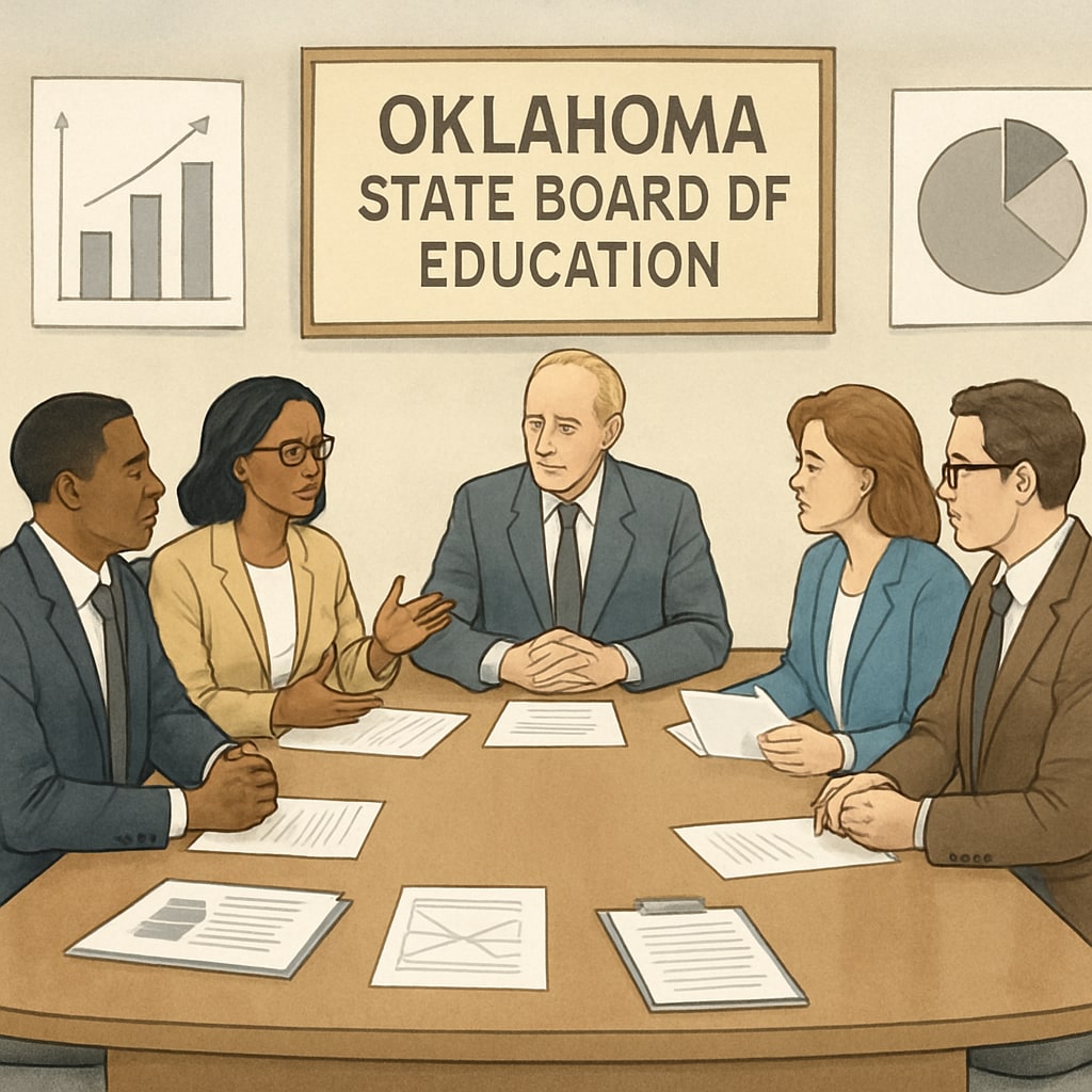 Oklahoma state education board discussing teacher application policies.