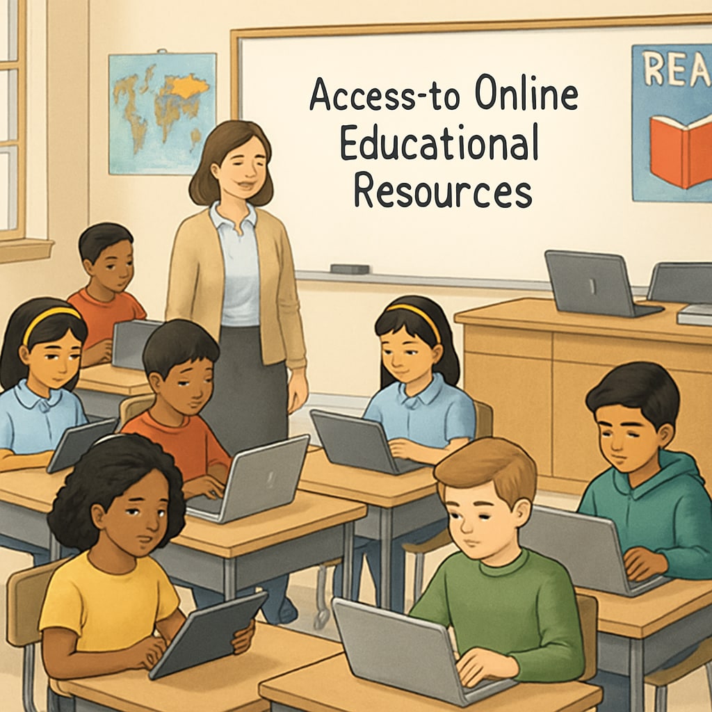 Students in a classroom using digital devices, highlighting the importance of accessible online education.