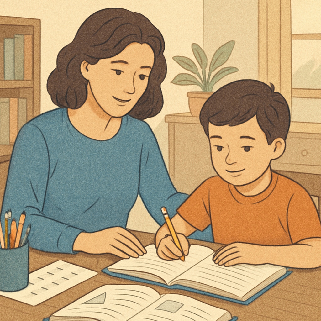 Parent and child collaborating, demonstrating healthy parental involvement.
