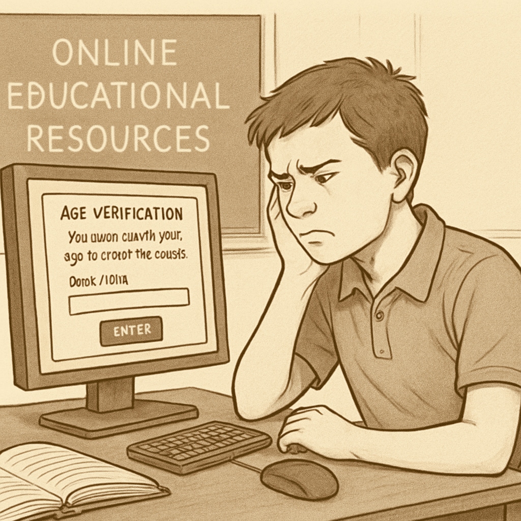 A student facing obstacles accessing online educational resources due to age verification laws.