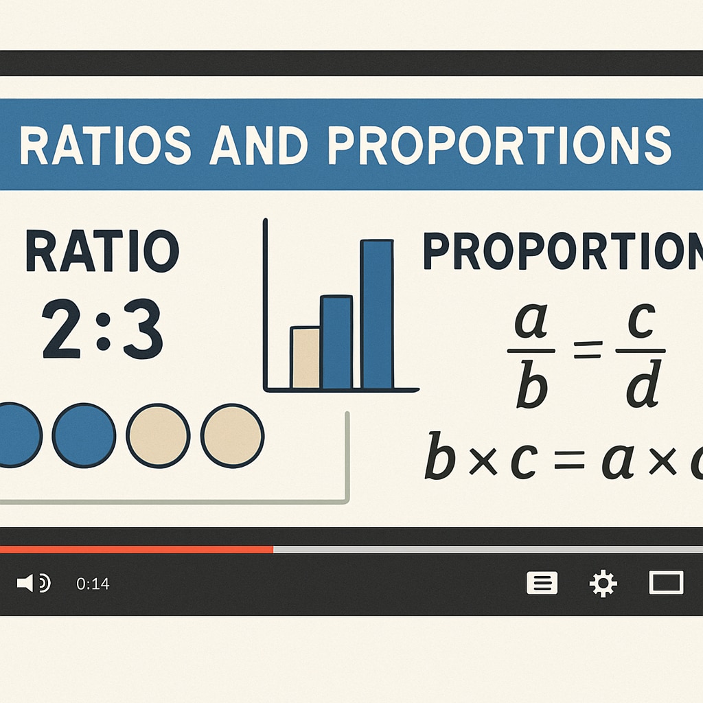 A screenshot of a popular YouTube mathematics channel with a lesson on ratios and proportions. Beginner-friendly YouTube channel teaching ratios and proportions for mathematics aptitude tests.