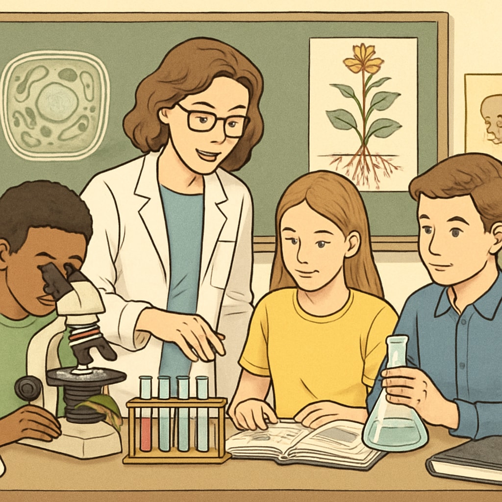High school biology teacher leading a lab experiment, demonstrating STEM teaching methods.