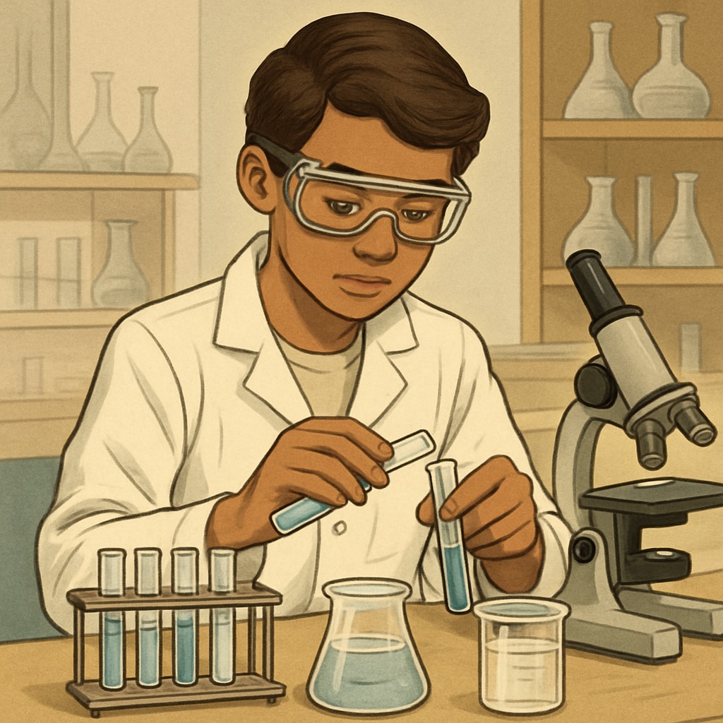 A high school student preparing for nursing through science experiments.