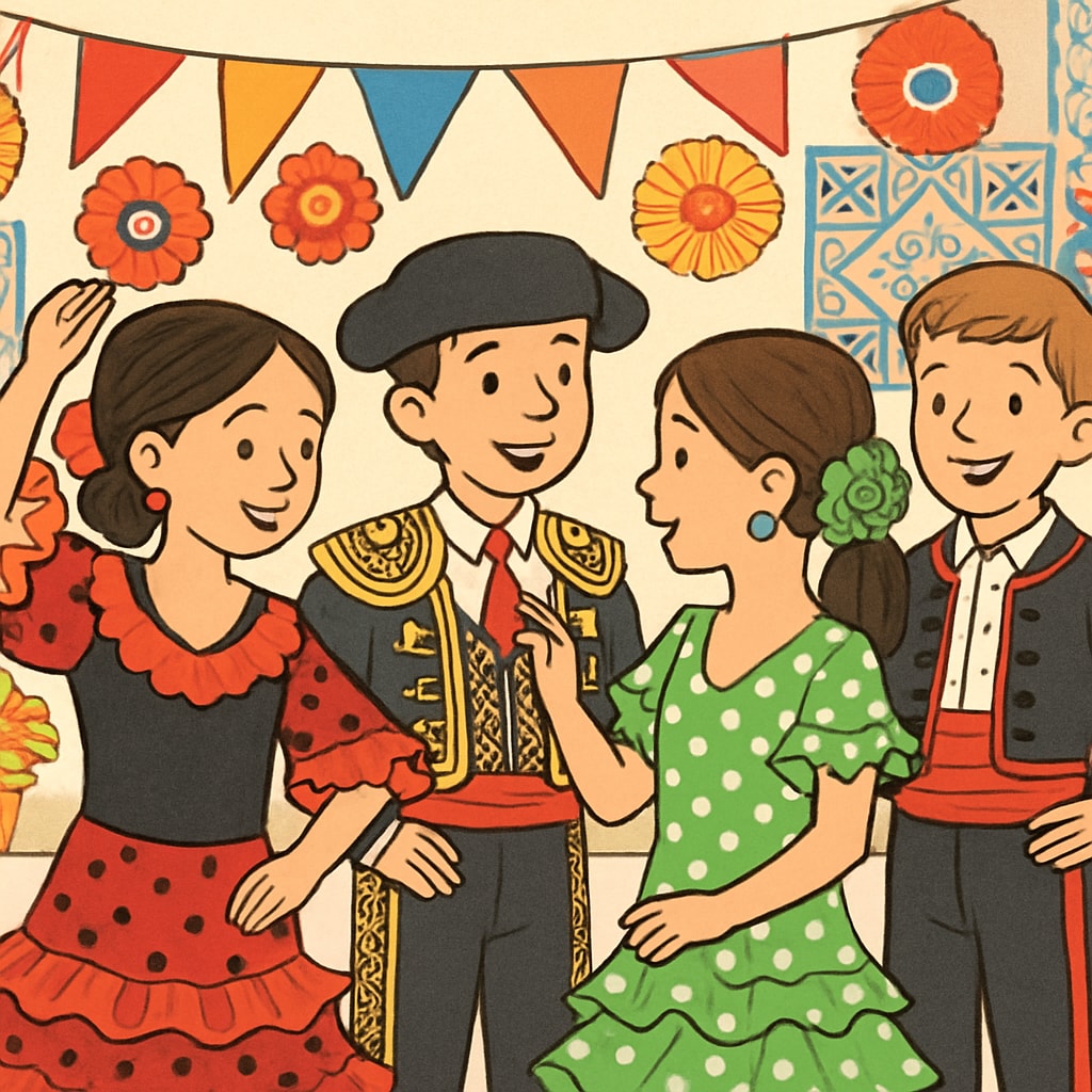 Students celebrating a cultural festival in Spain as part of their integration journey.