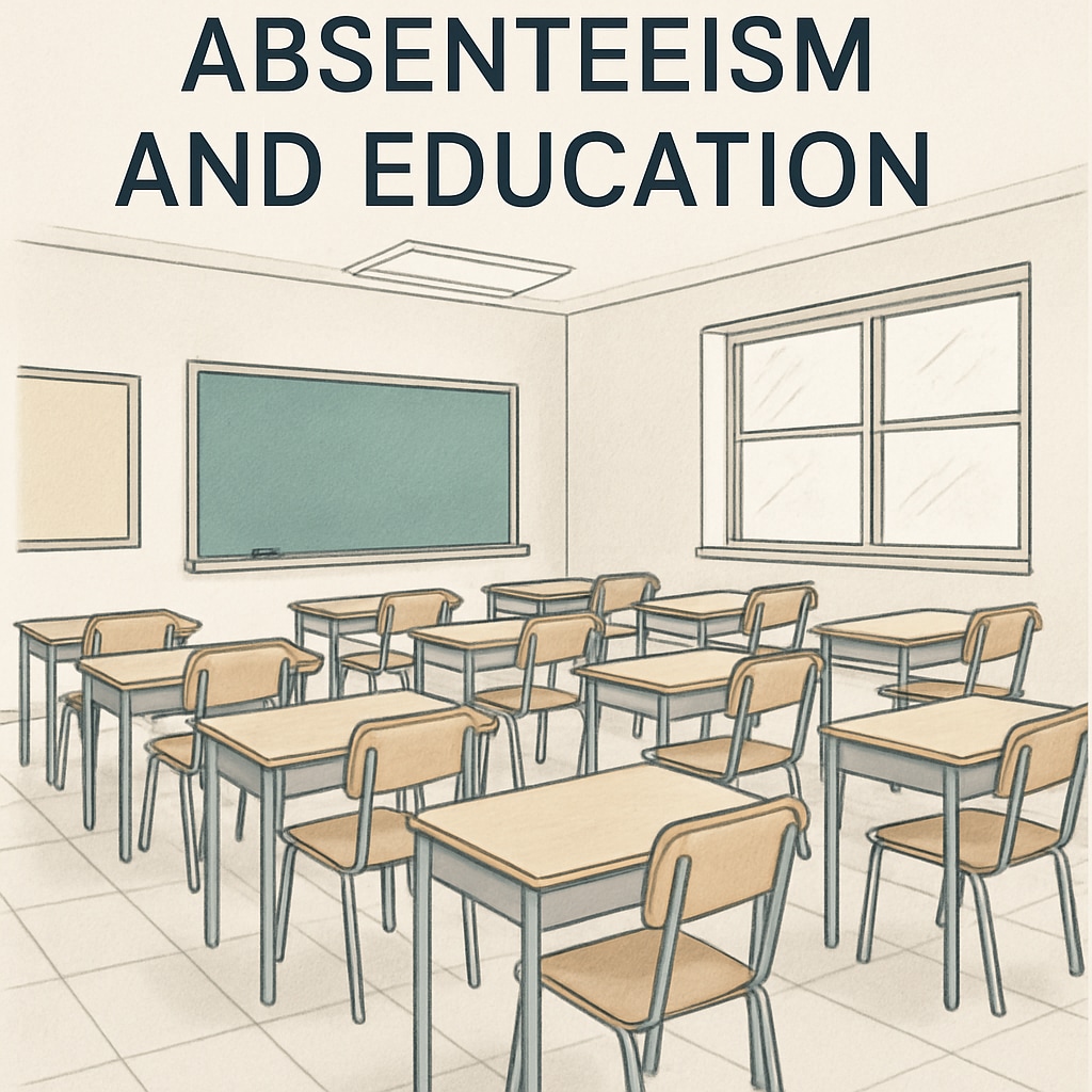 Empty classroom desks representing absenteeism and attendance concerns.