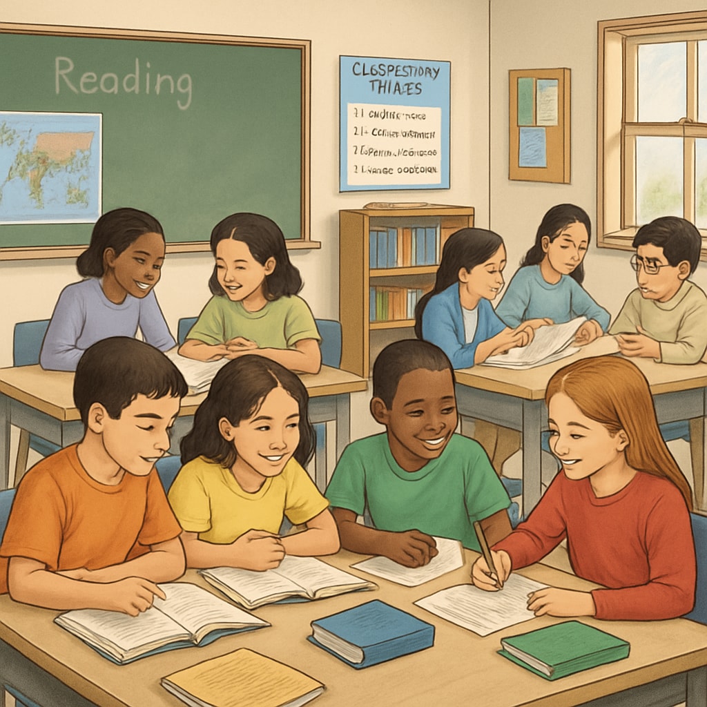 U.S. education system showing collaborative learning and reduced competition.