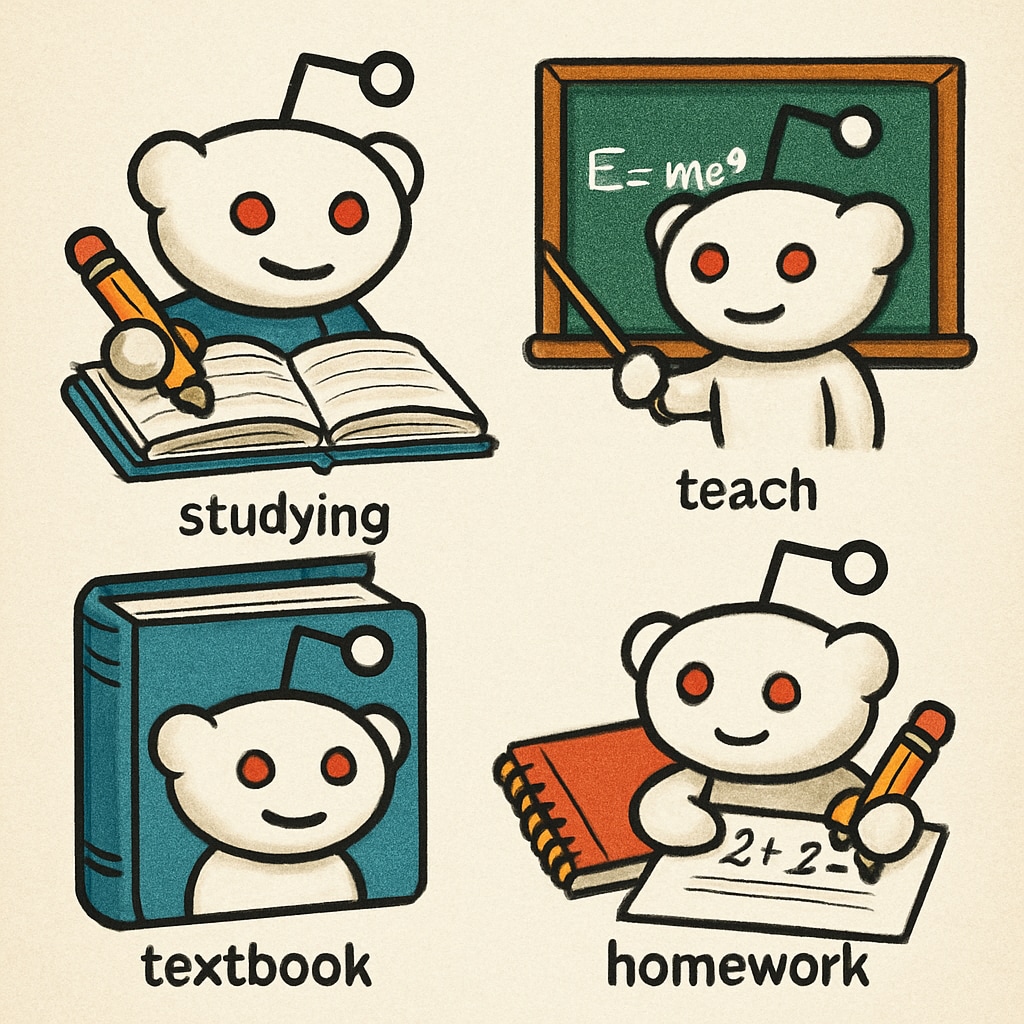 Icons of various education-related subreddits on Reddit.