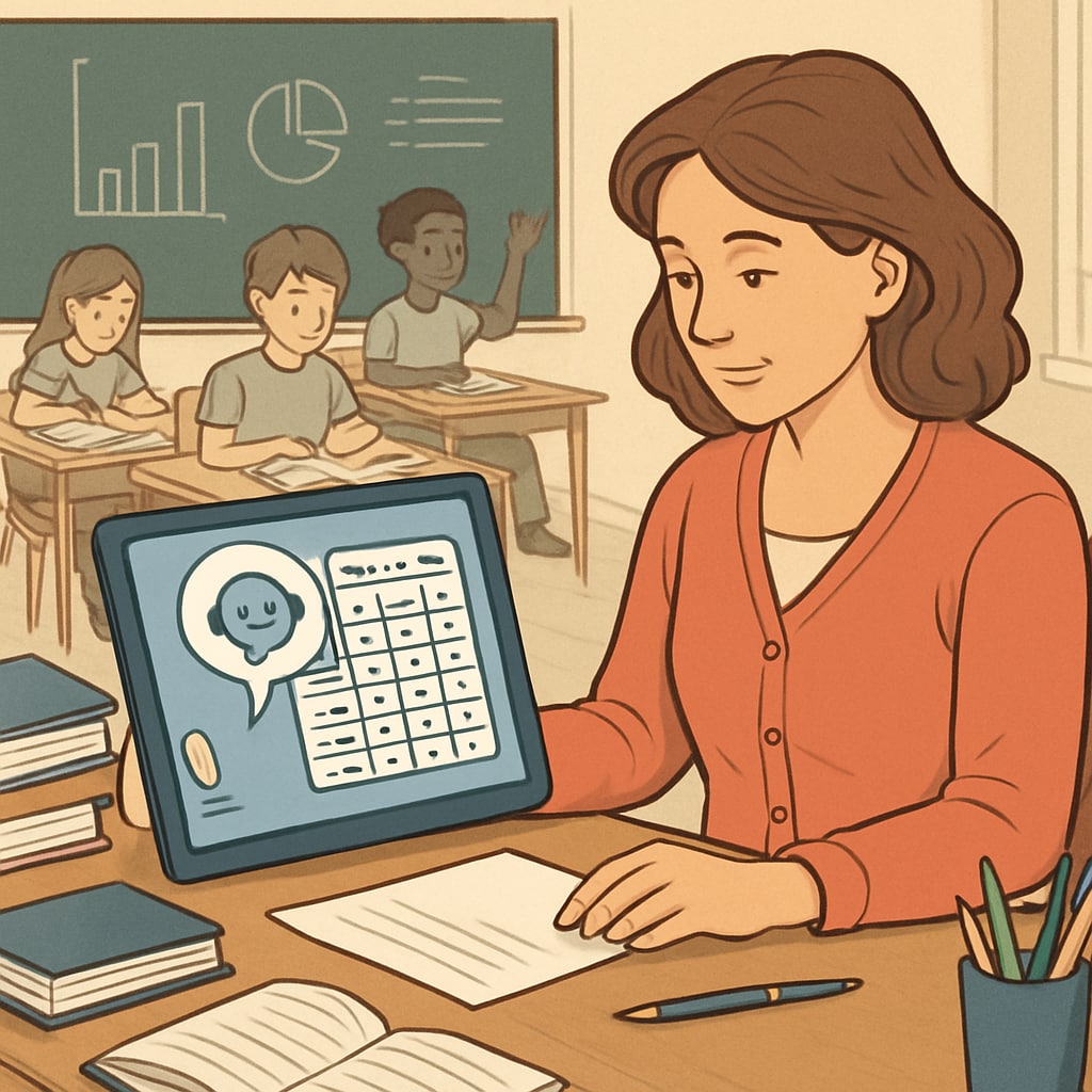 AI assistant helping a teacher with student data management.