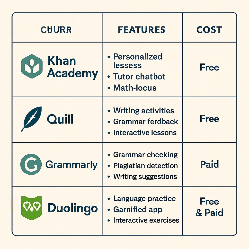 Comparison of AI subscription services for K12 academic support