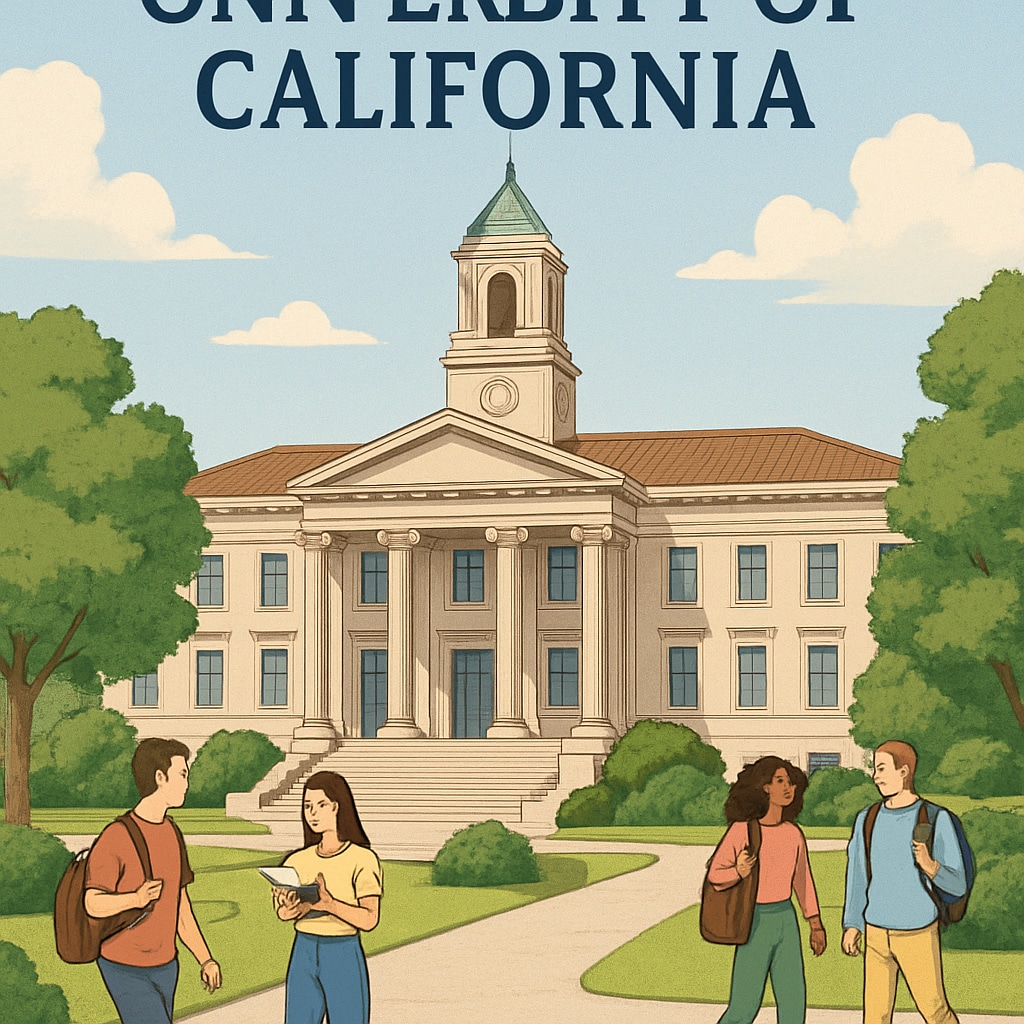 University of California campus with students walking near academic buildings