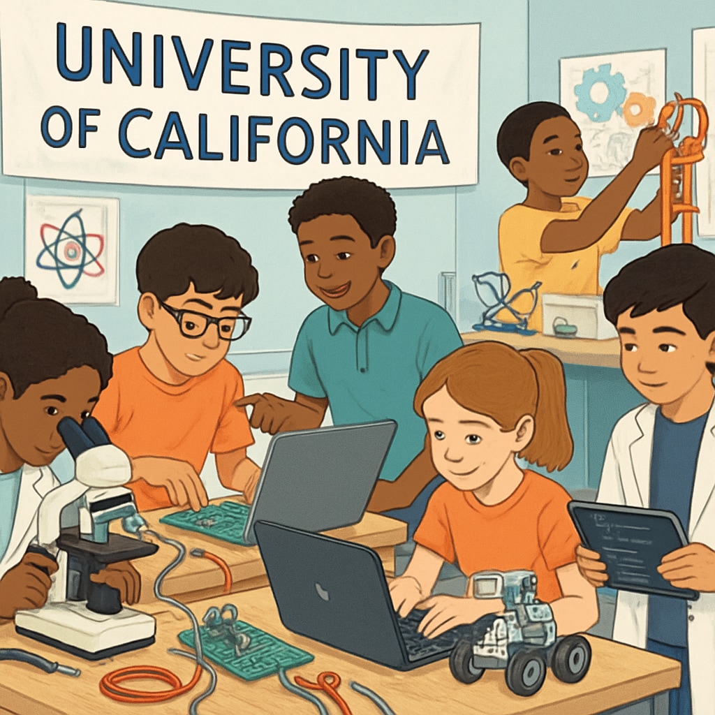 STEM workshop hosted by the University of California engaging diverse students.