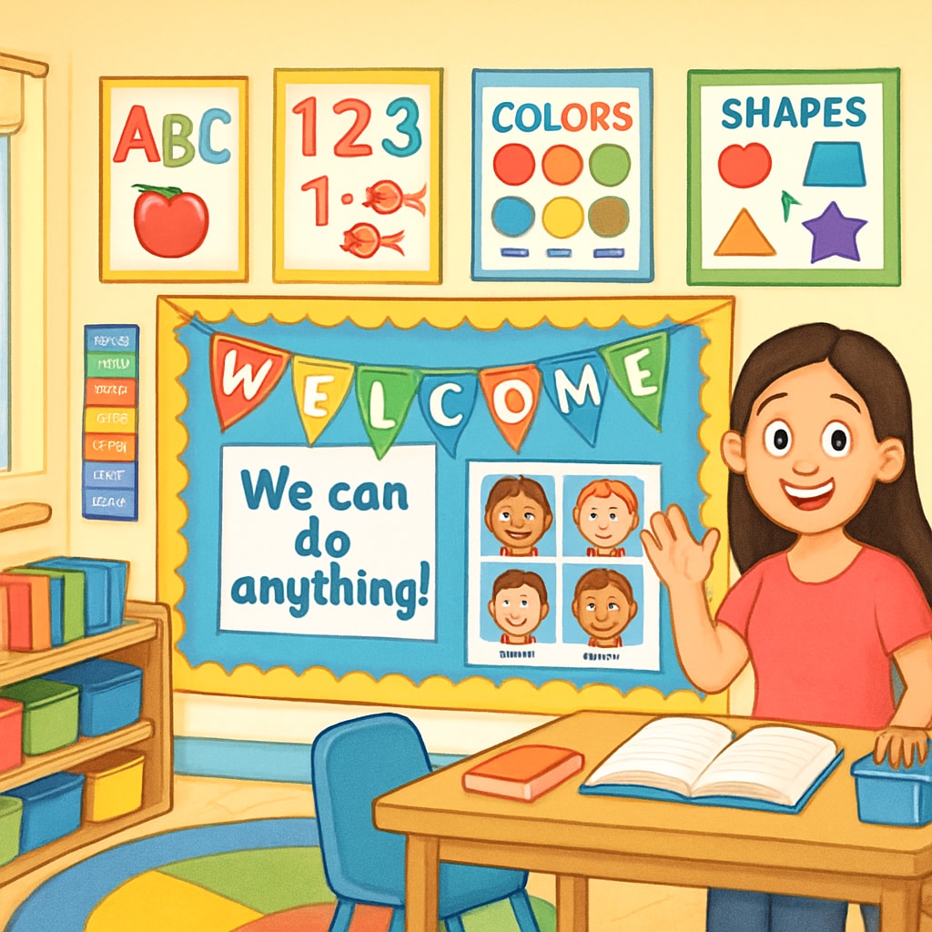 A cheerful classroom environment reflecting Ms. Rachel's educational themes. Ms. Rachel's classroom environment showcasing vibrant and engaging learning tools.