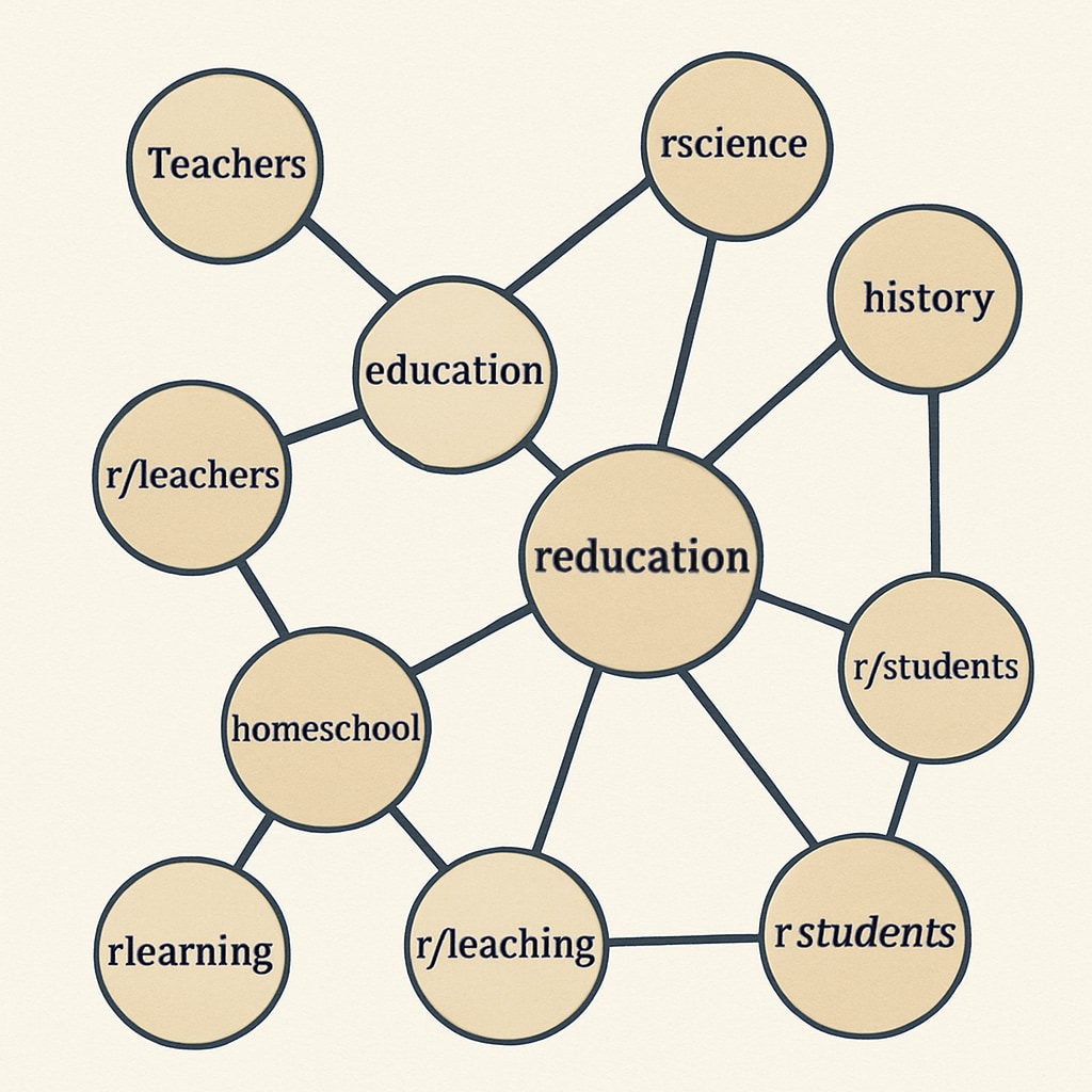 A diagram illustrating Reddit's educational subreddit network.