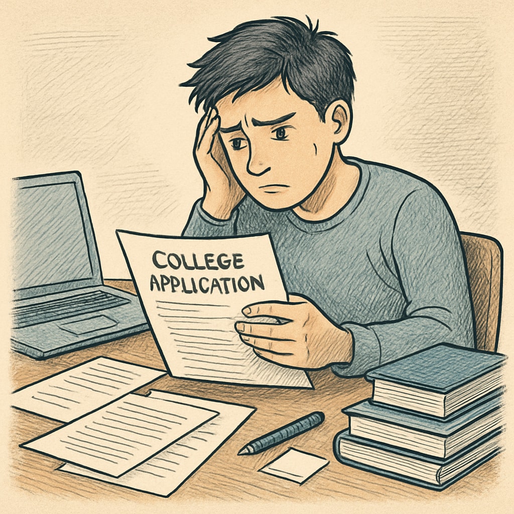College application integrity under pressure, emphasizing ethical dilemmas.