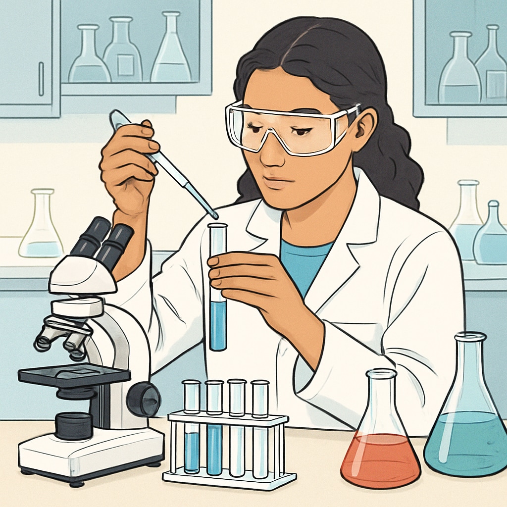 Aspiring biomedical science student conducting laboratory research.