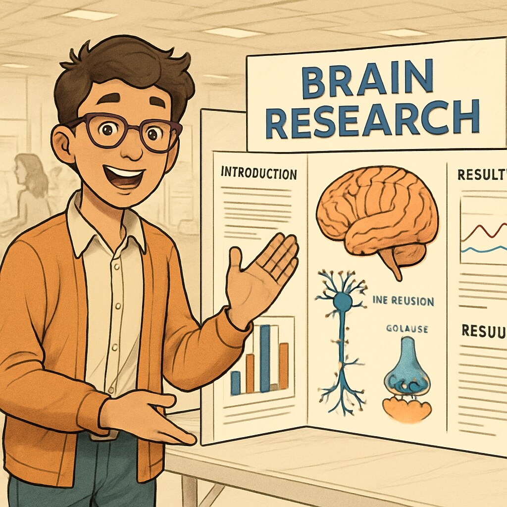 Gifted student presenting neuroscience research at a science fair