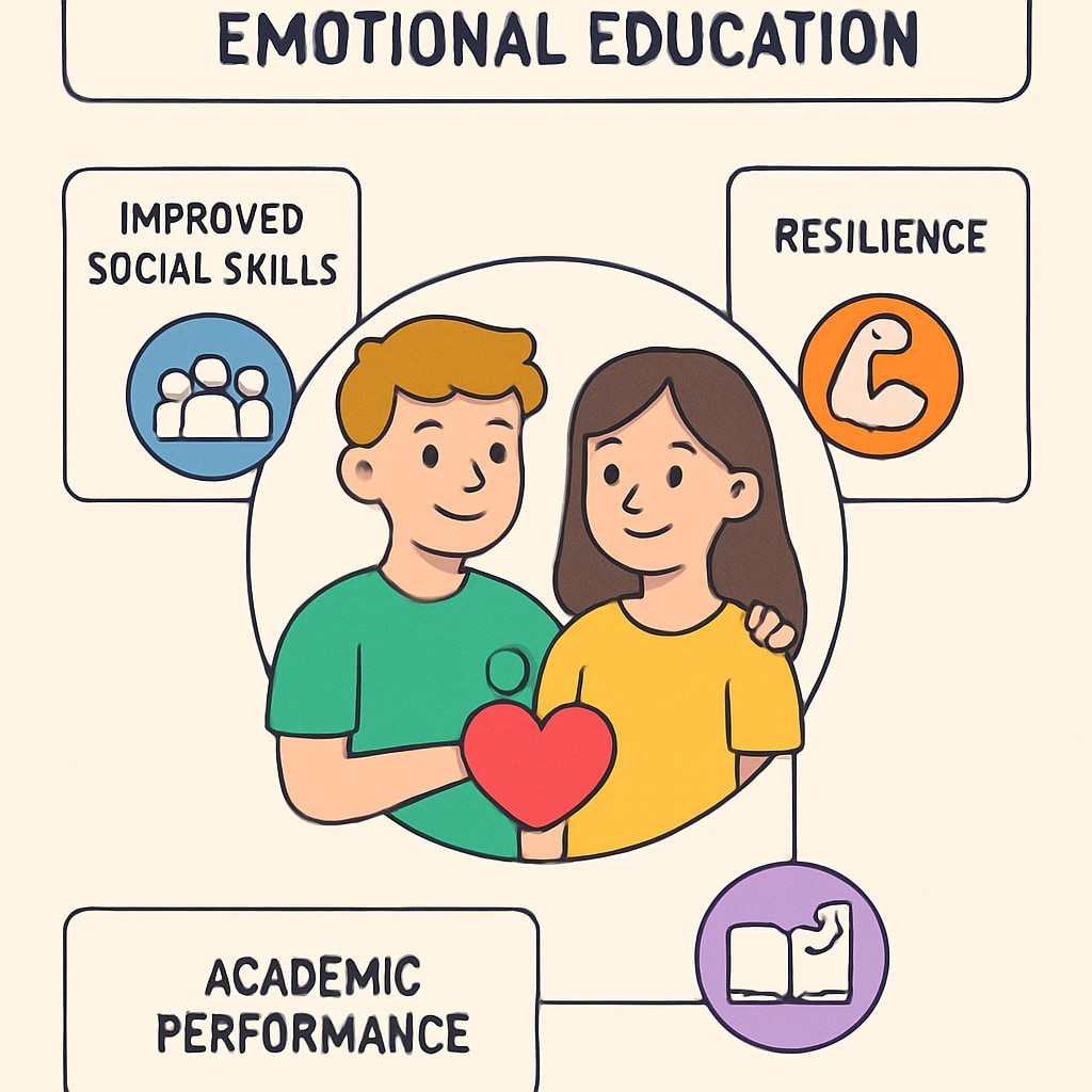 Diagram illustrating the advantages of emotional education for children's development.