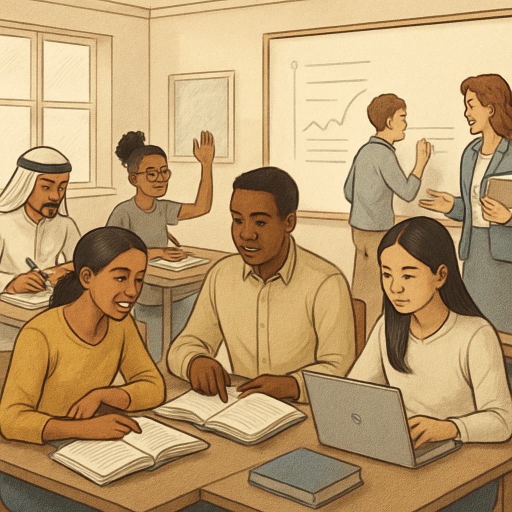International students participating in a bridge program to overcome education system differences.
