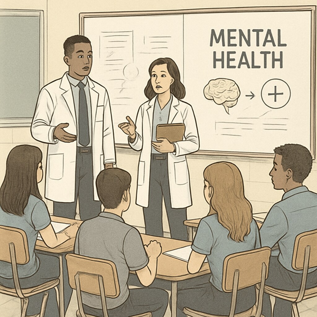 High school students in a mental health workshop led by medical students