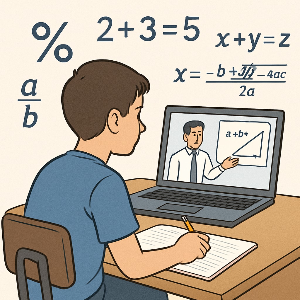 A student watching a YouTube math tutorial for math aptitude tests in campus recruitment.